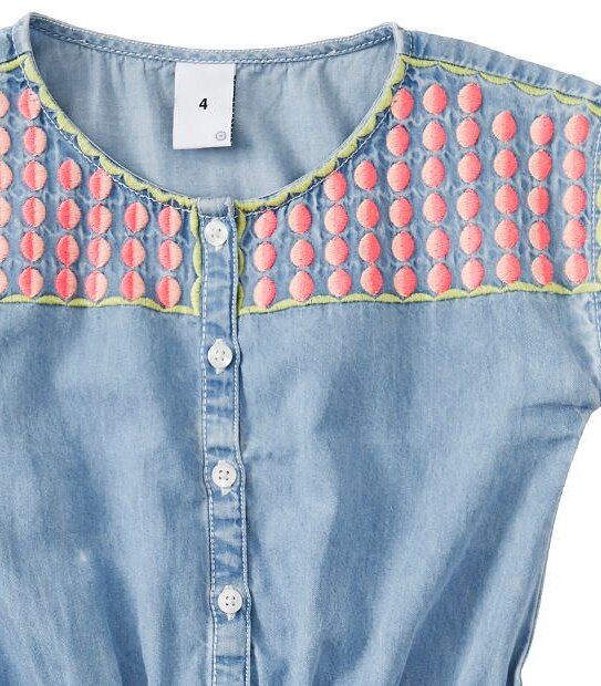 Chambray Embroidered Playsuit