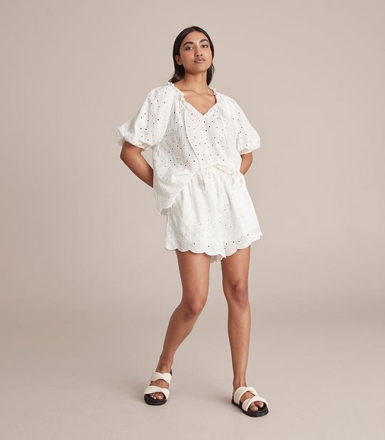 Broderie Frill Neck Blouse