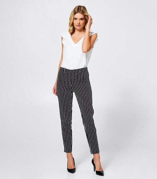 Preview Slim Stretch Cotton Pants - Poppy Stripe