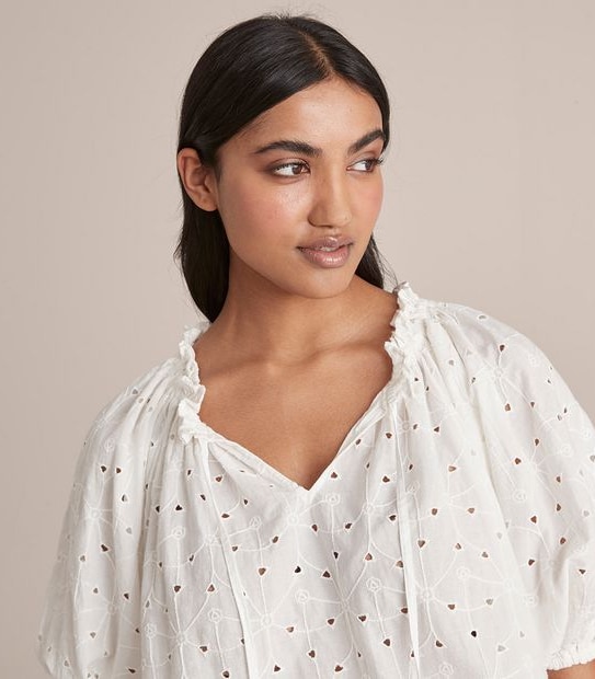 Broderie Frill Neck Blouse