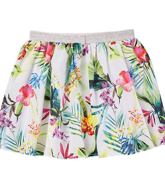 Tropical Print Glitter Waist Skirt