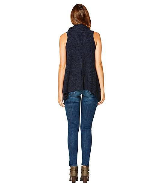 Fisherman's Knit Vest - Black / Peacoat Twist