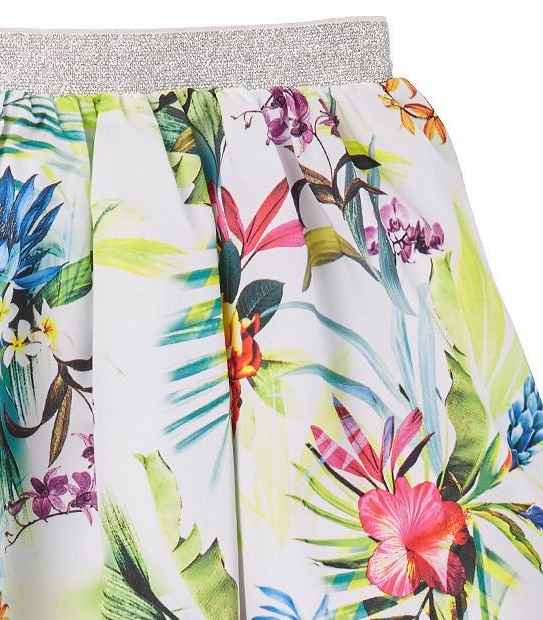 Tropical Print Glitter Waist Skirt