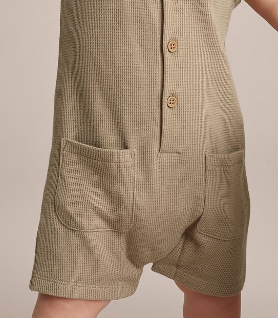 Baby Organic Cotton Henley Waffle Romper