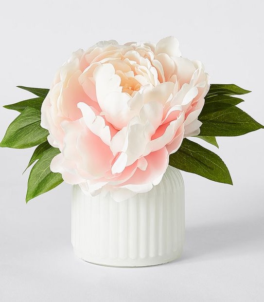 Floral Bouquet In White Glass Vase