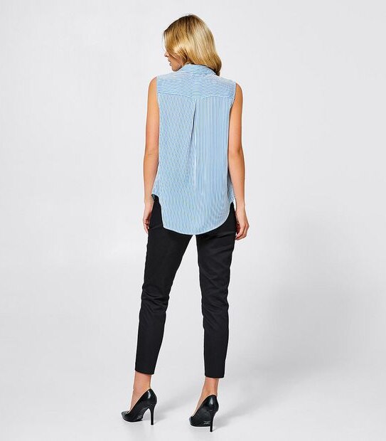 Preview Button Through Relaxed Blouse - White/Blue Stripe 2 of 3
