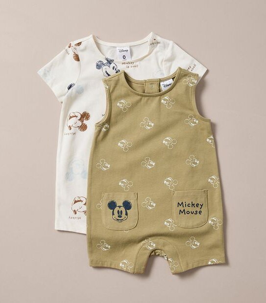 2 Pack Baby Disney Mickey Mouse Rompers