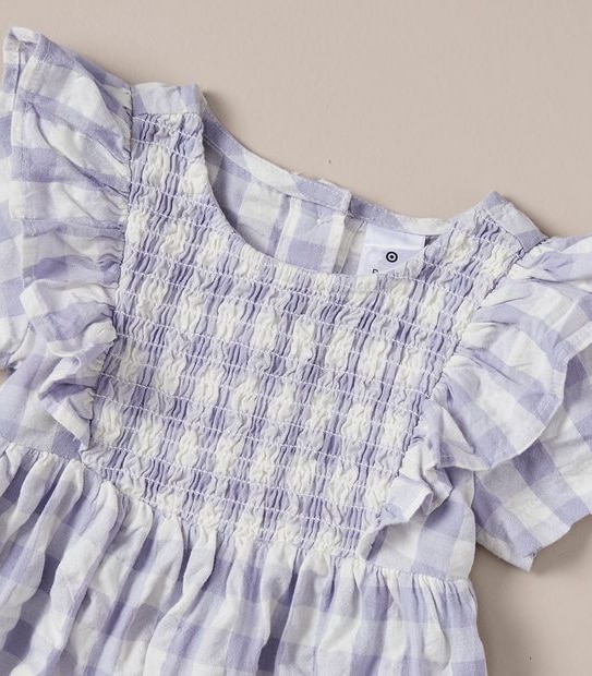 Baby Rouched Gingham Dress