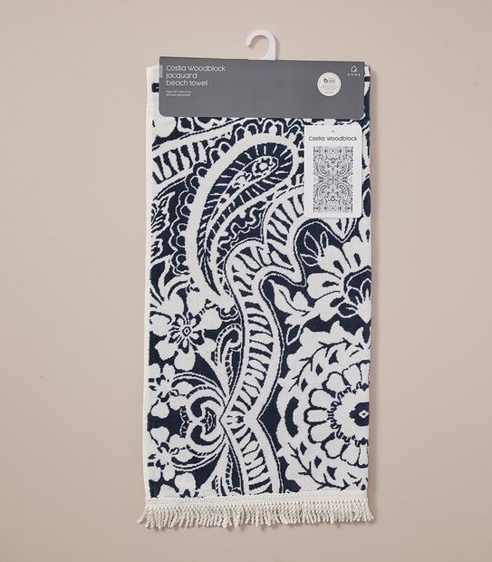 Costia Woodblock Jacquard Beach Towel