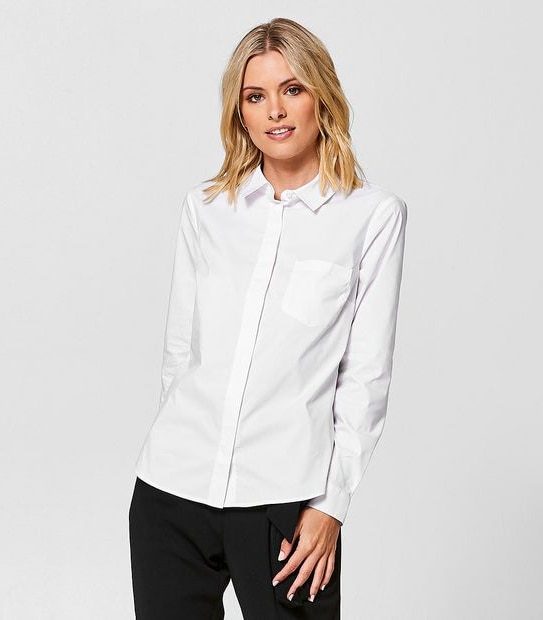 Preview Long Sleeve Fitted Work Shirt - White | Target Australia