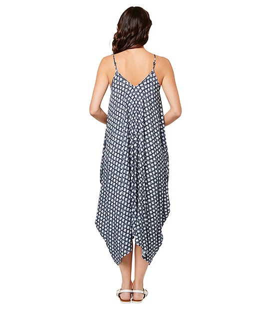 Asymmetrical Maxi Dress - Peacoat Tile