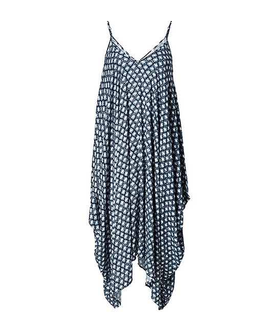 Asymmetrical Maxi Dress - Peacoat Tile