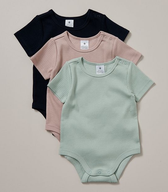 3 Pack Baby Organic Cotton Bodysuits