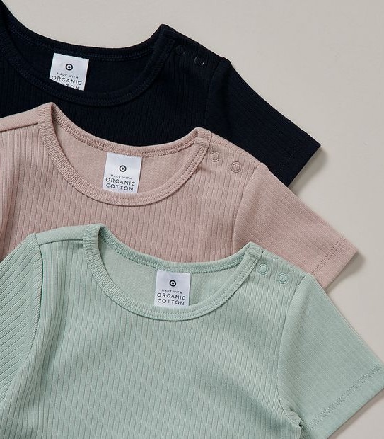 3 Pack Baby Organic Cotton Bodysuits