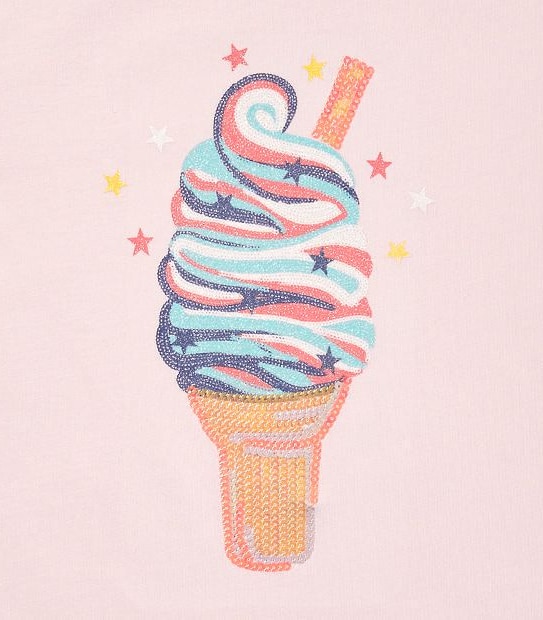 Sequin Ice Cream Print T-Shirt 