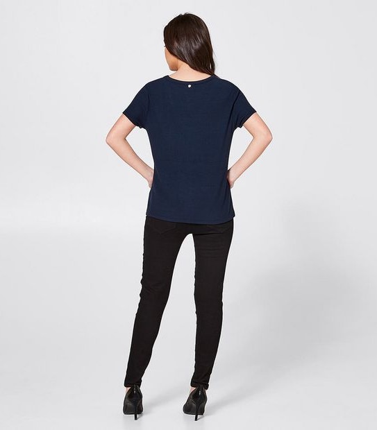 Dannii Minogue Petites Knit Rib T-Shirt - Navy Blue 2 of 4