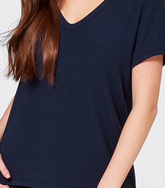 Dannii Minogue Petites Knit Rib T-Shirt - Navy Blue 4 of 4