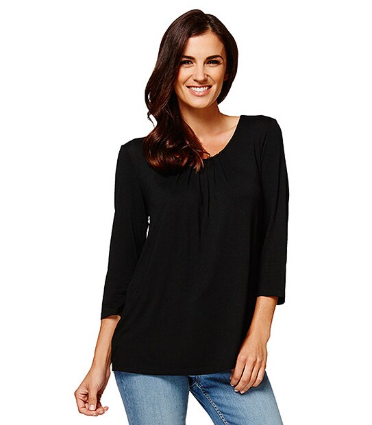 Pleat Front Top - Black