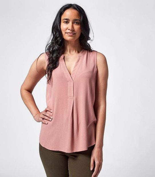 Sonia Sleeveless Notch Neck Blouse - Old Rose Pink