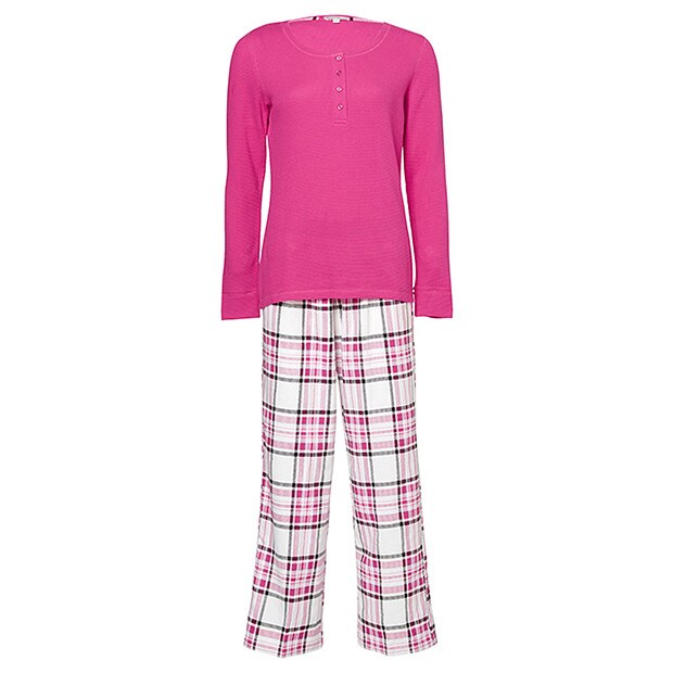 Henley Pyjama Set - Pink Checks Henley Pyjama Set - Pink Checks