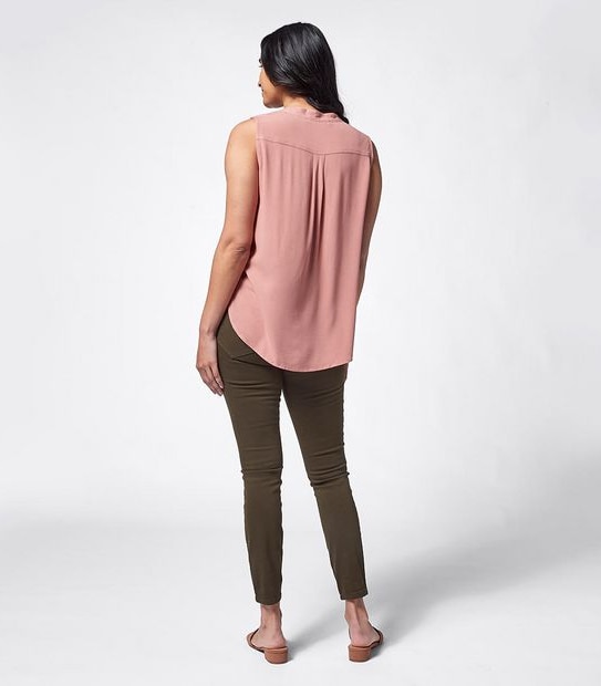 Sonia Sleeveless Notch Neck Blouse - Old Rose Pink