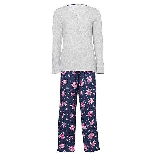Henley Pyjama Set - Grey Floral Henley Pyjama Set - Grey Floral