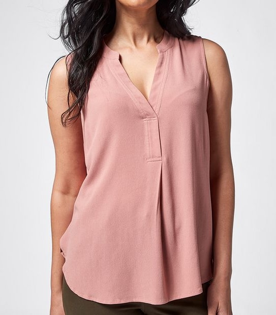 Sonia Sleeveless Notch Neck Blouse - Old Rose Pink