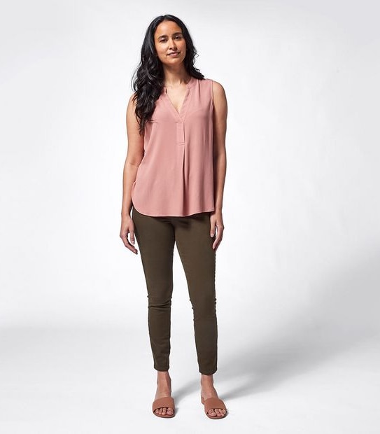Sonia Sleeveless Notch Neck Blouse - Old Rose Pink