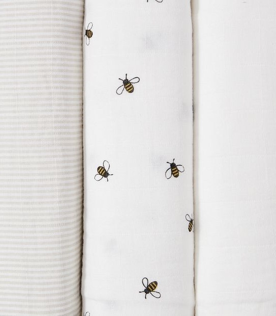 bub. 3 Pack Organic Cotton Muslin Wraps