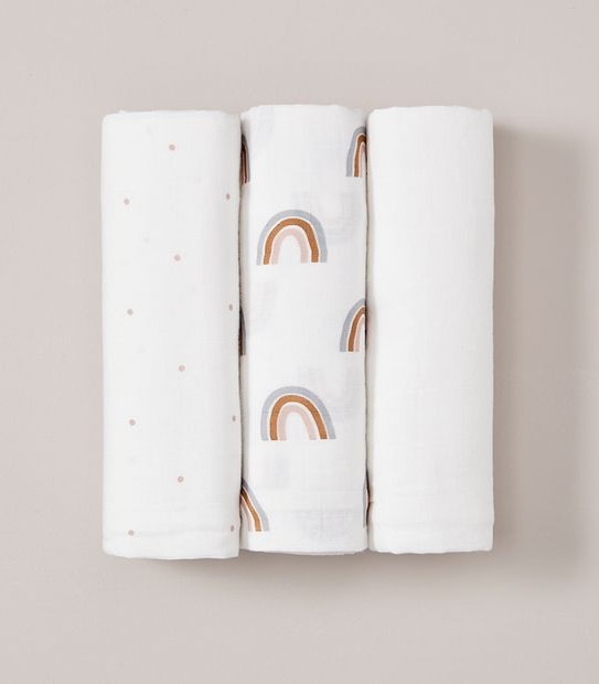 bub. 3 Pack Organic Cotton Muslin Wraps