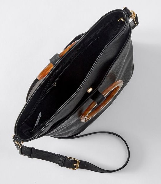 Tort Ring Bucket Crossbody Bag - Black