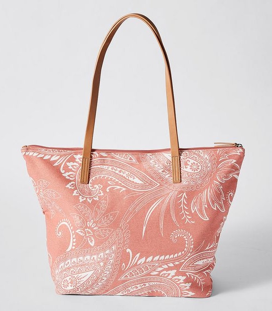 Printed Canvas Tote Bag - Paisley Orange