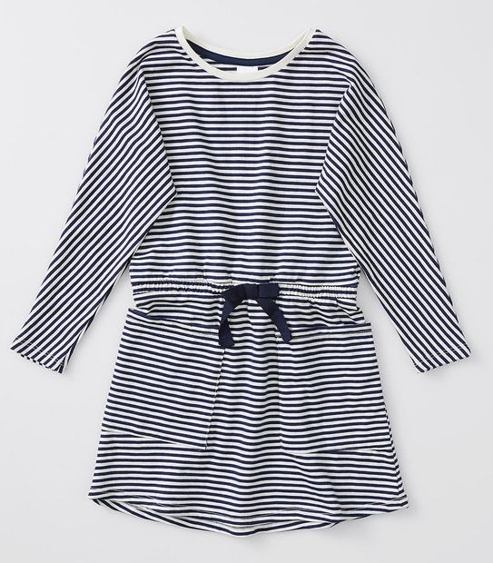 Long Sleeve Striped Dress - Navy Blue