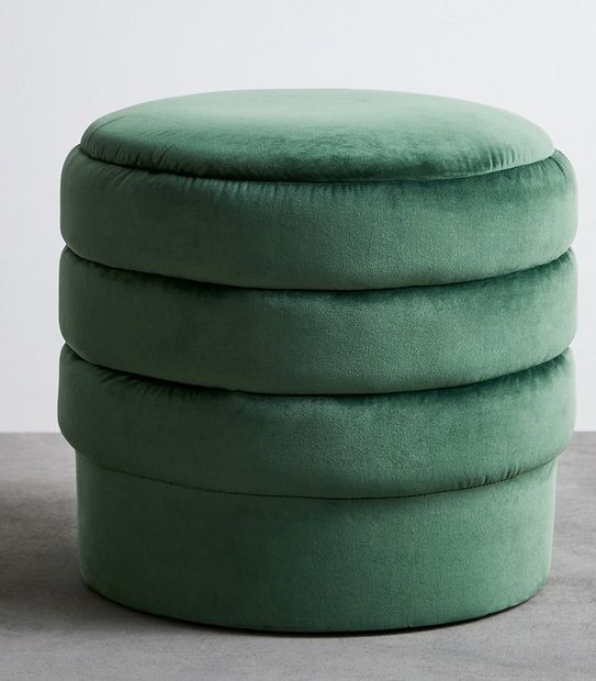 Sofia Ribbed Velvet Ottoman