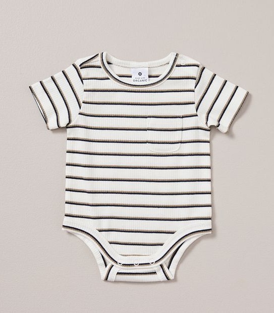 Baby Organic Cotton Rib Stripe Bodysuit