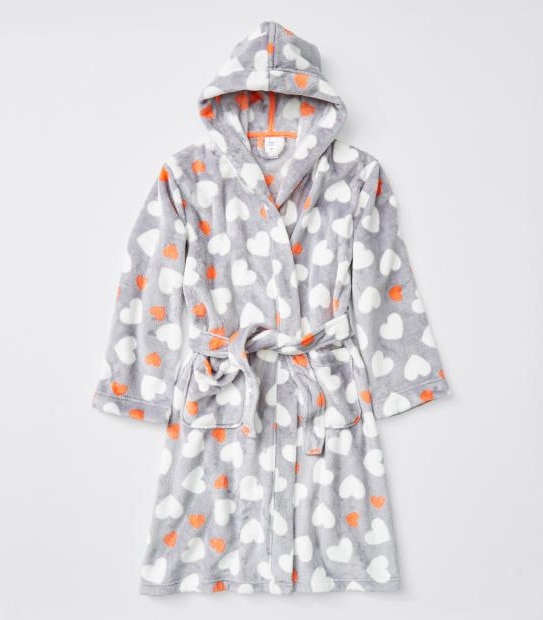 Hearts Coral Fleece Hooded Dressing Gown Target Australia