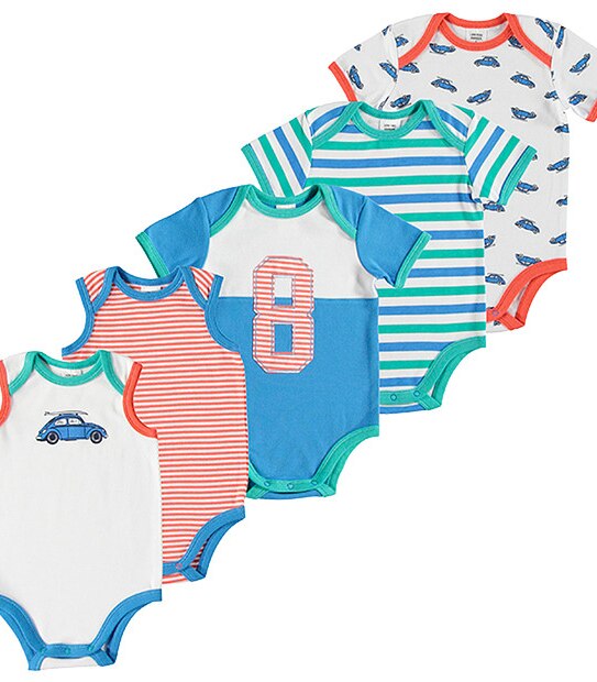 Boys' 5 Pack Bodysuits - Cars