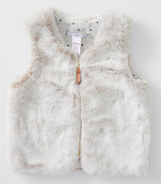 Girls Faux Fur Vest - Neutral