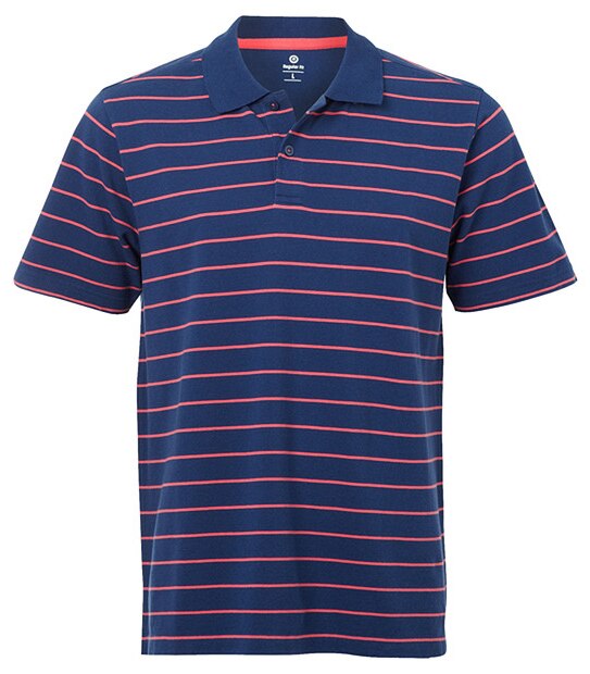 Men's Stripe Polo Top - Twilight Blue