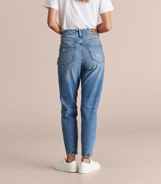 Harper High Rise Crop Length Distressed Barrel Leg Jeans