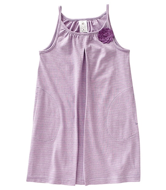 Girls' Striped Knit Cotton Dress - Purple