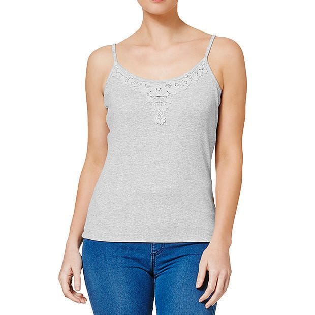 Lily Loves Crochet Ribbed Cami - Grey Marle