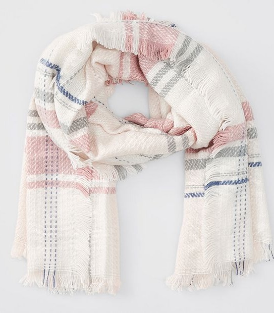 Woven Blanket Check Scarf - Blush Multi