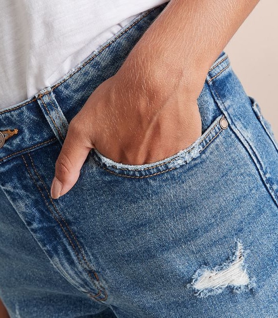 Harper High Rise Crop Length Distressed Barrel Leg Jeans