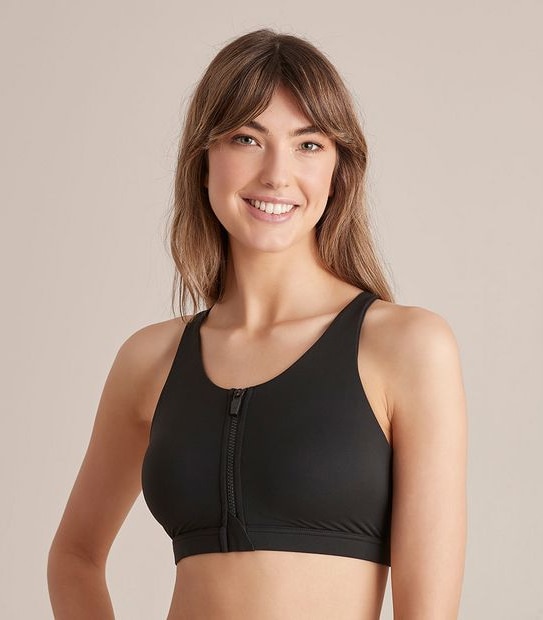 Active Medium Impact Zip Front Sports Crop Bra; Style: TLMZC070