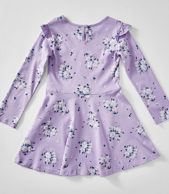 Long Frill Sleeve Print Dress