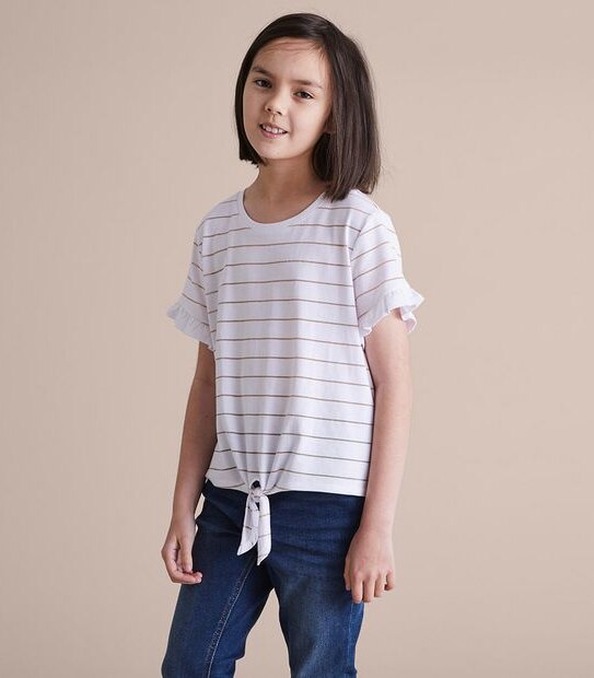 Striped Tie Front T-shirt