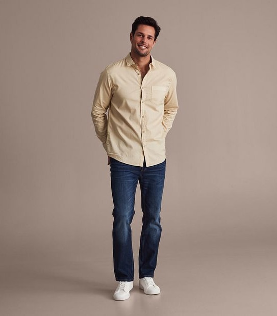 Garment Dye Long Sleeve Casual Shirt