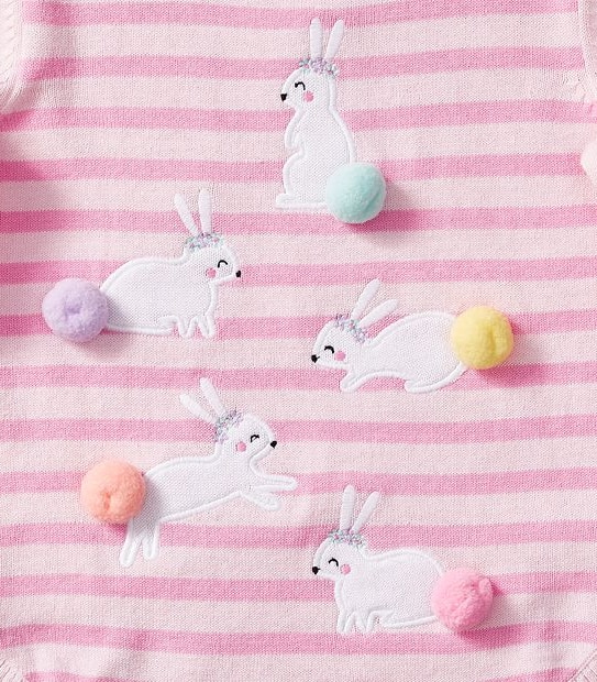 3D Pom Pom Bunny Scallop Hem Jumper