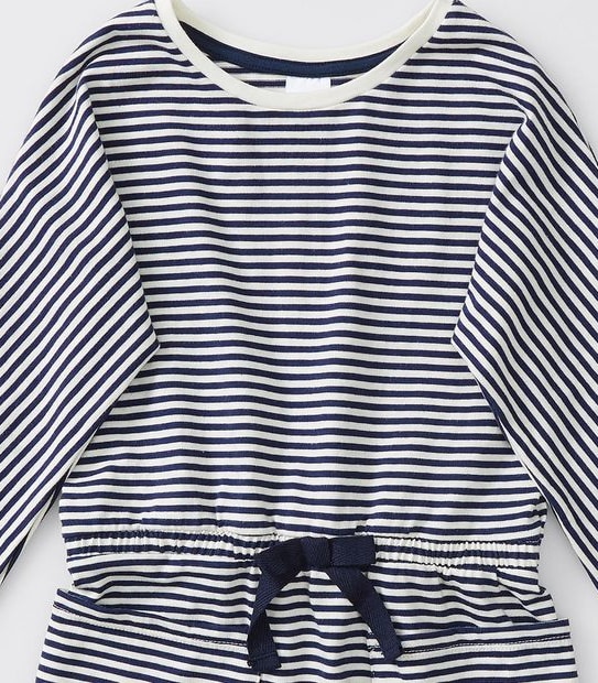 Long Sleeve Striped Dress - Navy Blue